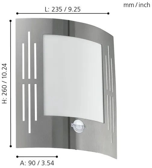 EGLO 88144 - Senzorové vonkajšie nástenné svietidlo CITY 1xE27/15W/230V IP44