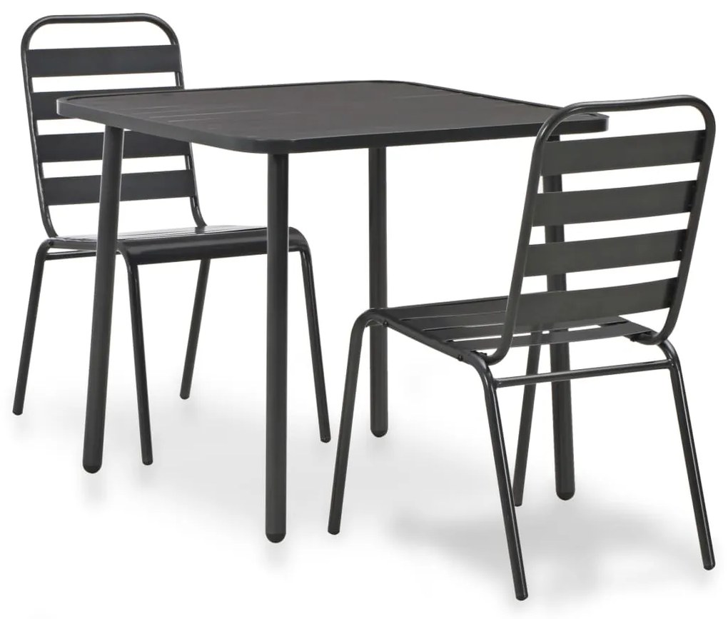 vidaXL 3-dielna bistro súprava tmavo-sivá oceľová
