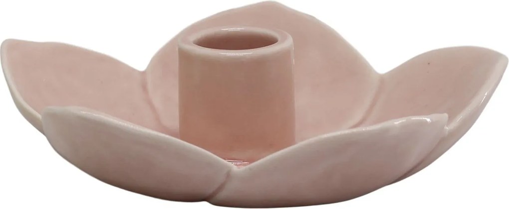 Zelený masívny keramický svietnik v tvare kvetu Massy - Ø 13*3,5 cm