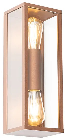 Priemyselná nástenná lampa hrdzavohnedá 38 cm 2-žiarovková IP44 - Charlois