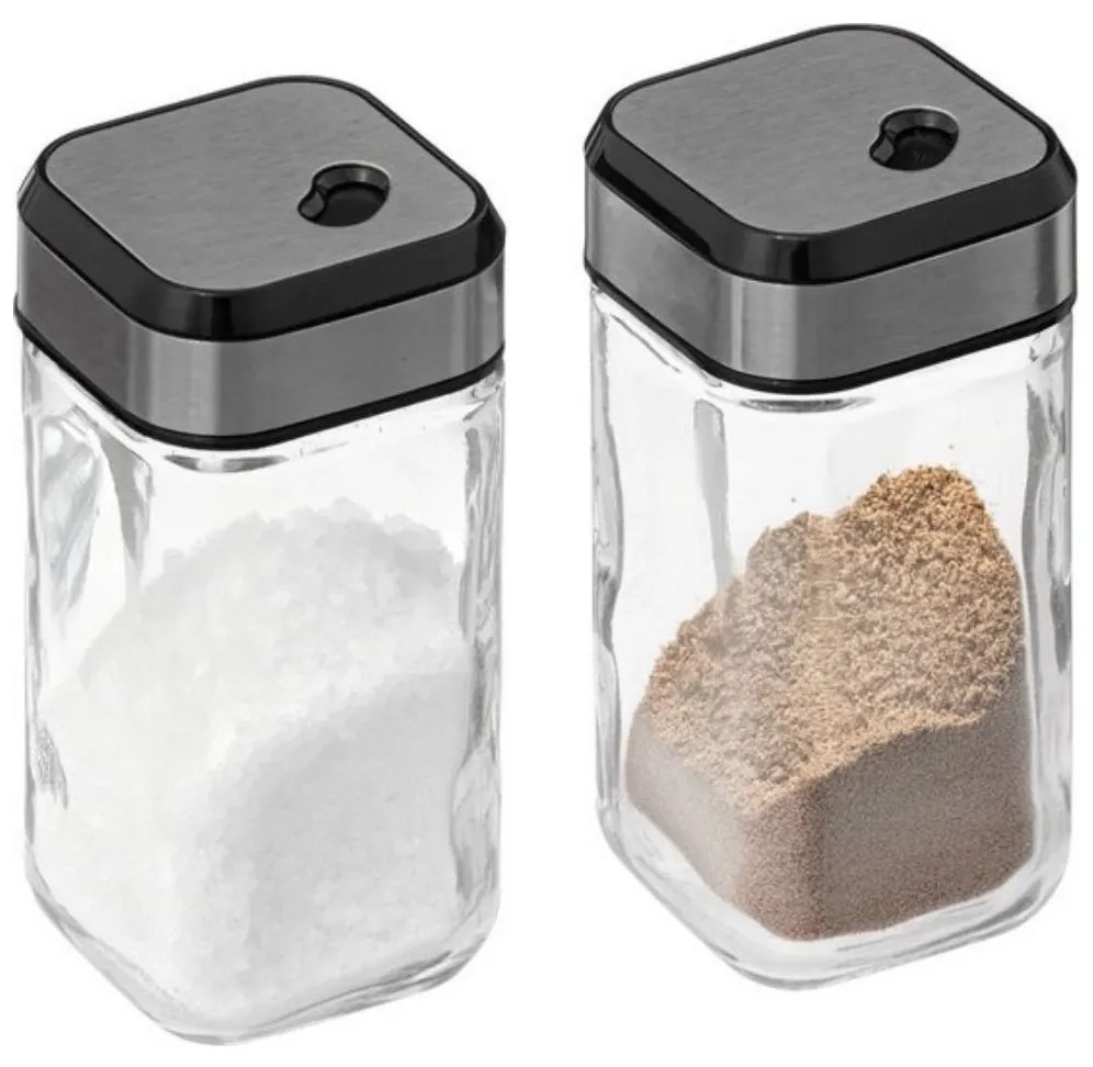 5Five® Hranatá sklenená korenička s multifunkčným nerezovým viečkom INOX, 100ml