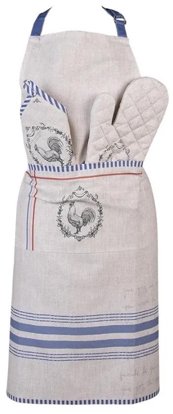 Béžová bavlnená zástera s kohútom Devine French Roster - 70*85 cm