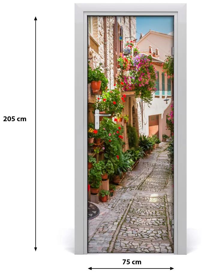 Fototapeta samolepiace na dvere talianskej uličky 75x205 cm