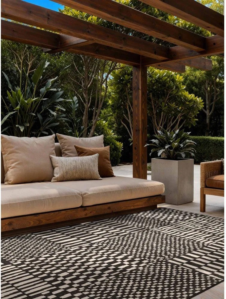 Čierny/krémovobiely vnútorný a vonkajší koberec 160x230 cm Haringey Barkham – Ted Baker