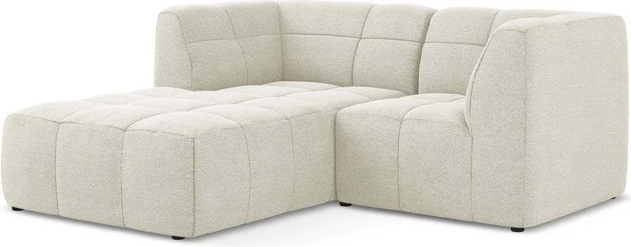 Béžová rohová pohovka z textílie buklé (ľavý roh/s leňoškou) Aloha – Makamii