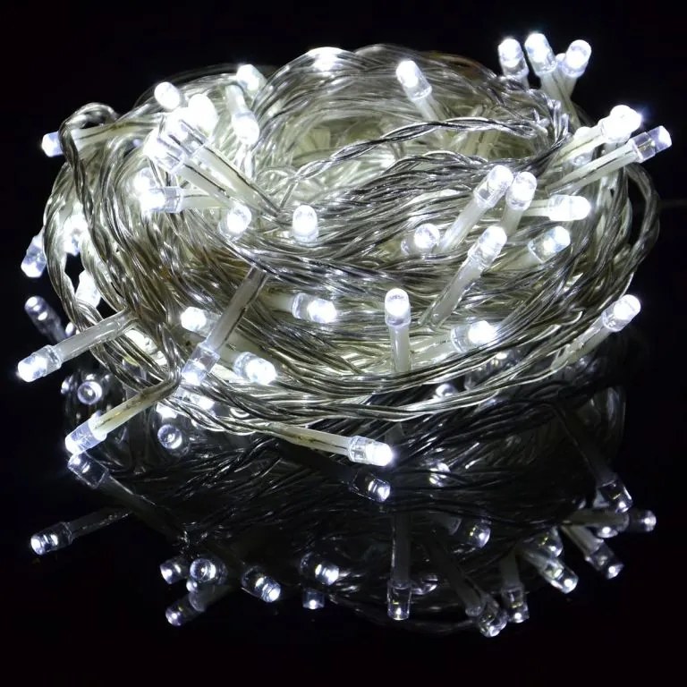 Sada vianočných LED reťazí s časovačom,100 LED,studená biela