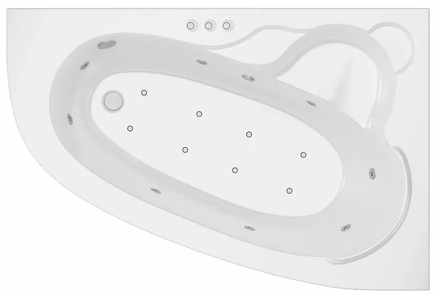 Vaňa s hydromasážou Timor 150/100 P 8DW+8DP pneumatické ovládanie