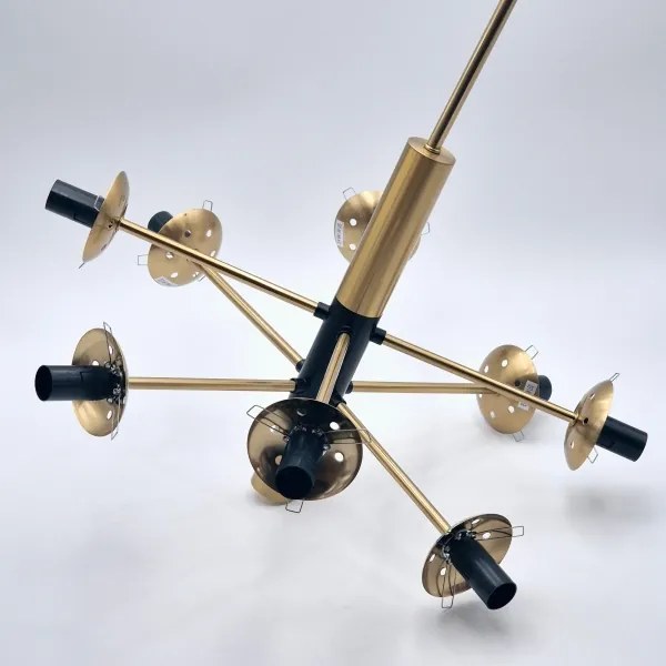 Luster na tyči ROLLO 8xE14/5W/230V zlatá/dymová béžová