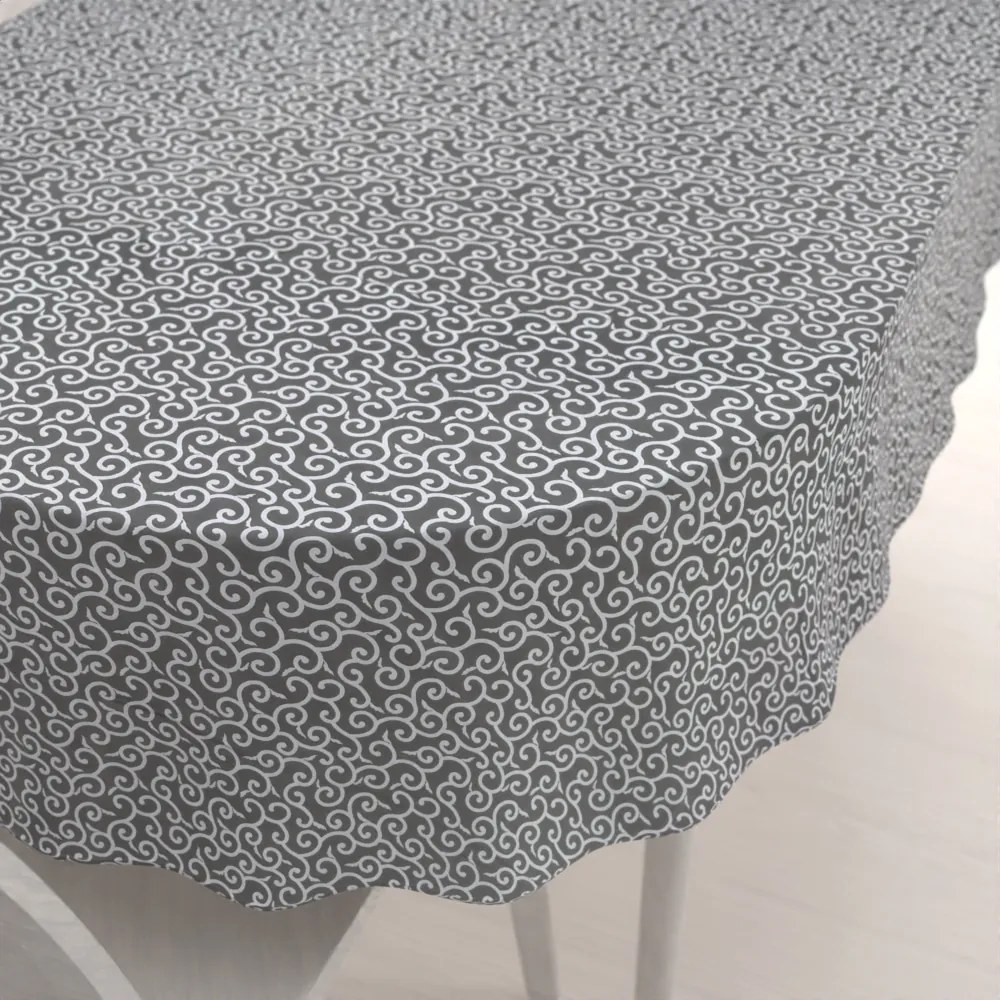 Biante Bavlnený oválny obrus Sandra SA-258 Ornamenty na tmavo sivom 100x140 cm