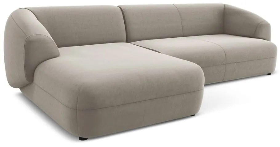 Béžová zamatová rohová pohovka (ľavý roh) Moana – Makamii