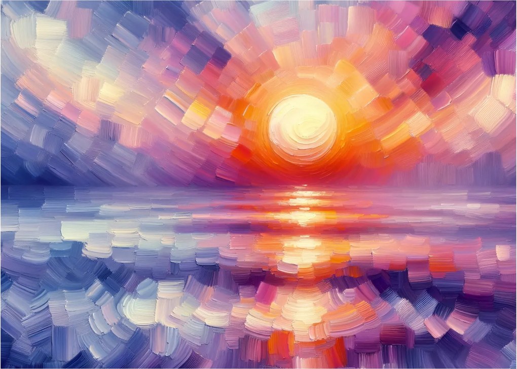 Obraz - Farebný umelecký západ slnka (70x50 cm)
