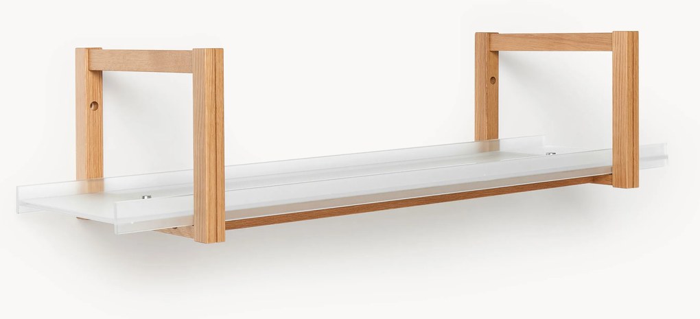 Nástenná polica z dubového dreva so sklenenou doskou Alex