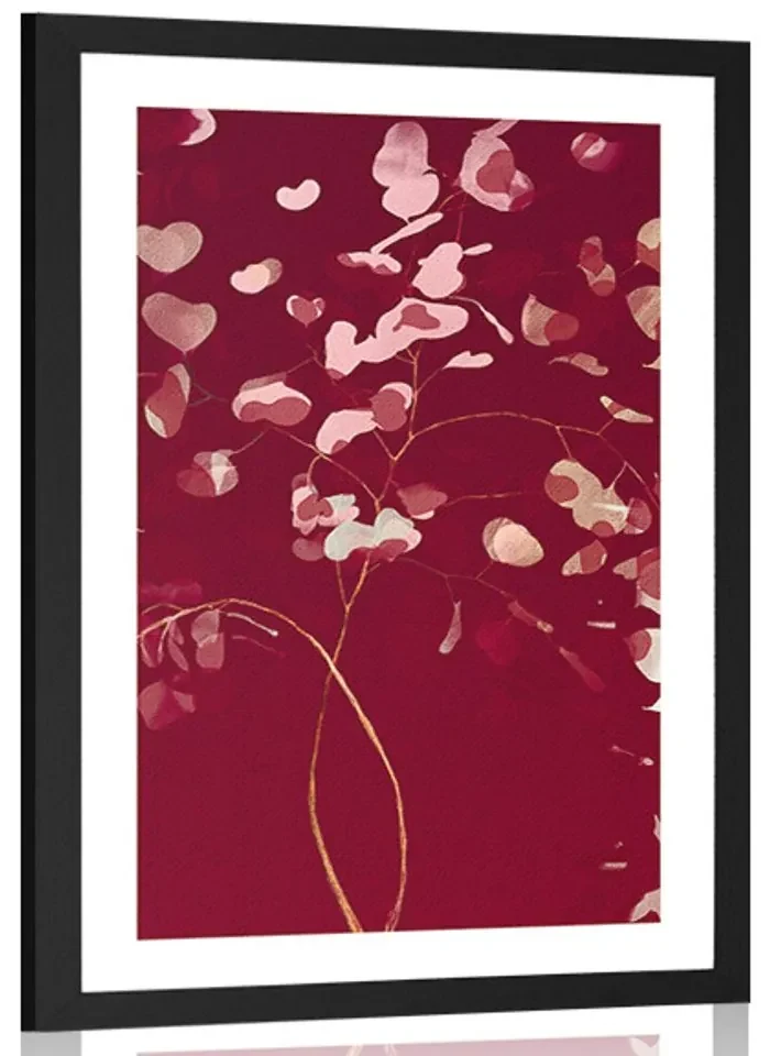Plagát s paspartou vetvička lásky - 60x90 silver
