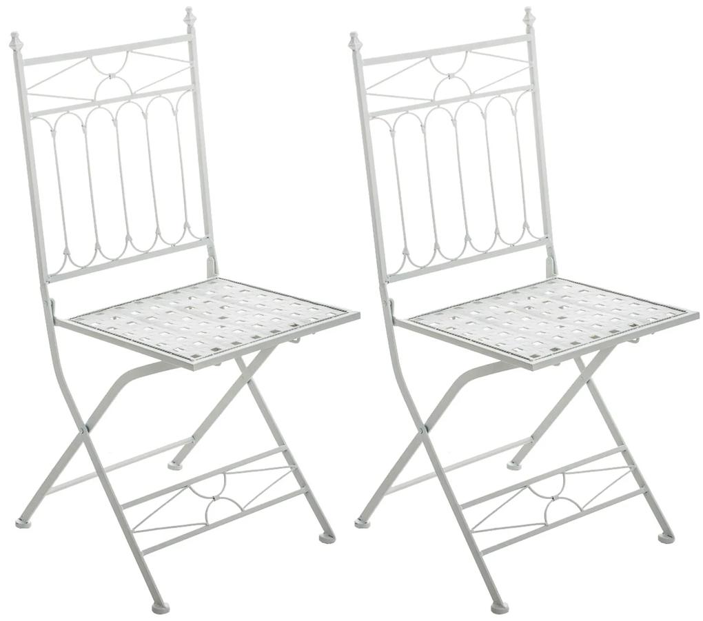 Kovová skladacia stolička Asina (SET 2 ks) - Biela