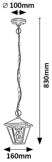Rabalux 7149 - Vonkajší luster na reťazi PARAVENTO 1xE27/40W/230V IP44