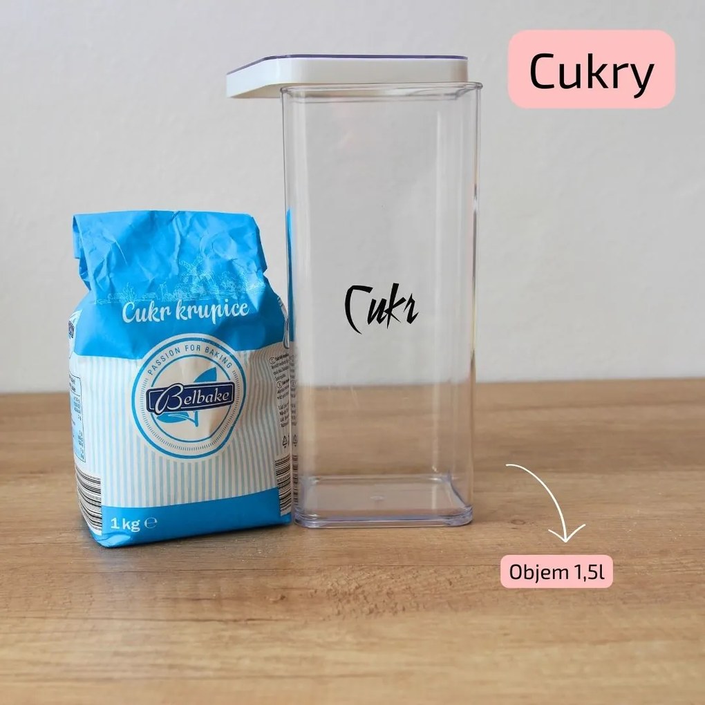 Dóza na potraviny 1,5 l Rotho Loft - LONG, bílá
