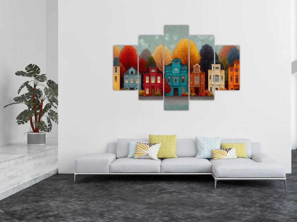 Obraz - Maľované jesenné mesto (150x105 cm)