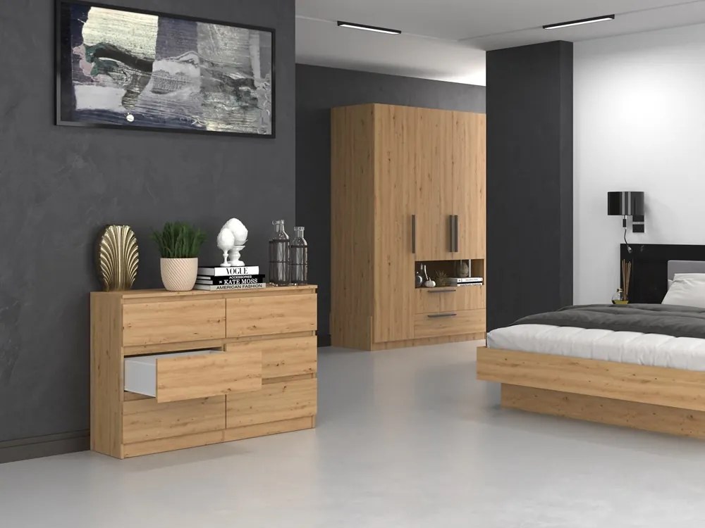 Komoda Musecalo 6 120 (dub artisan). Akcia -19%. Vlastná spoľahlivá doprava až k Vám domov. 1132810