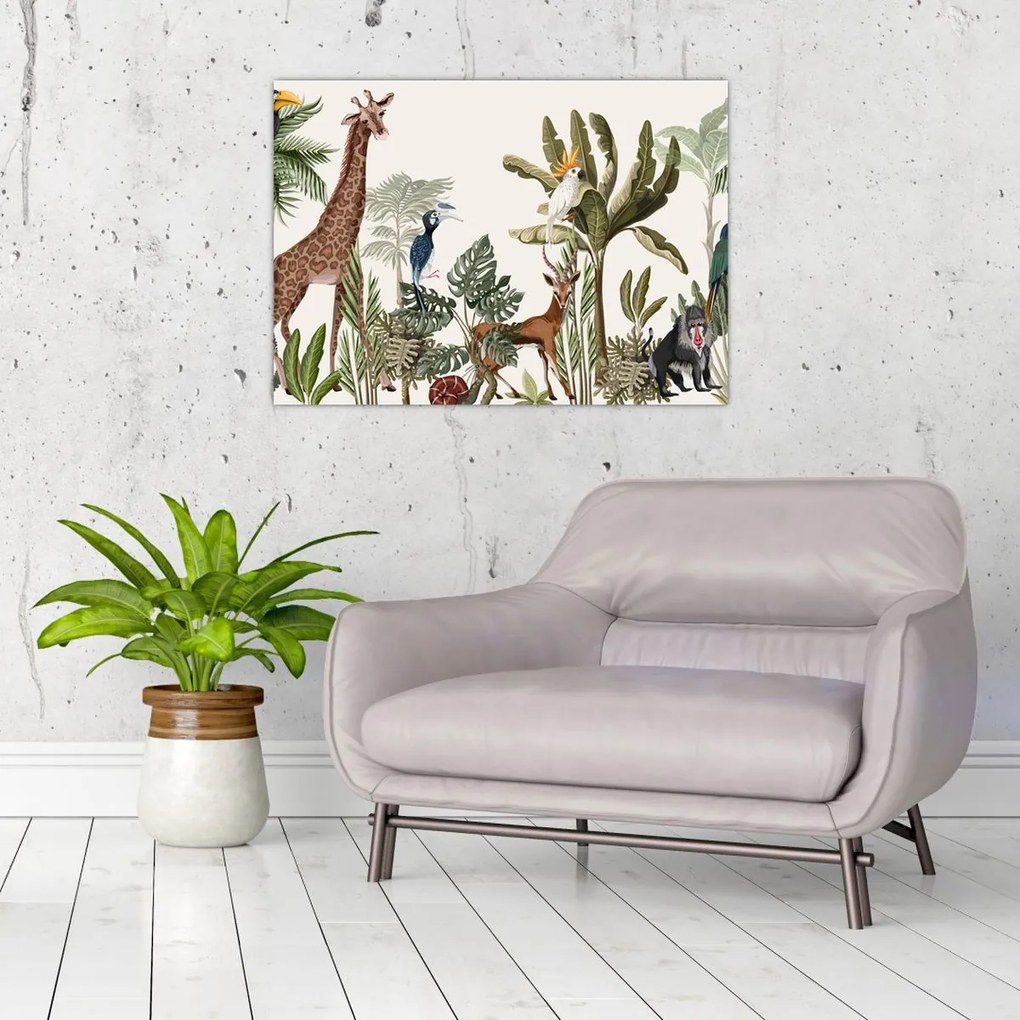 Obraz - Džungľa plná zvieratiek (70x50 cm)