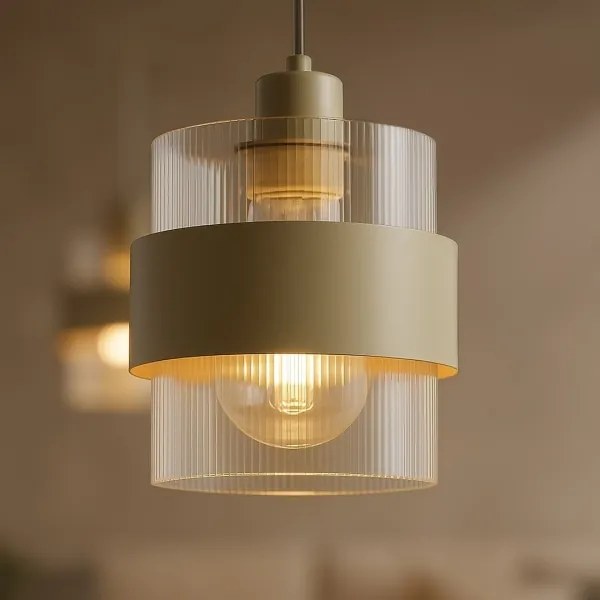 Luster na lanku VALENTINO 1xE27/15W/230V béžový/číry