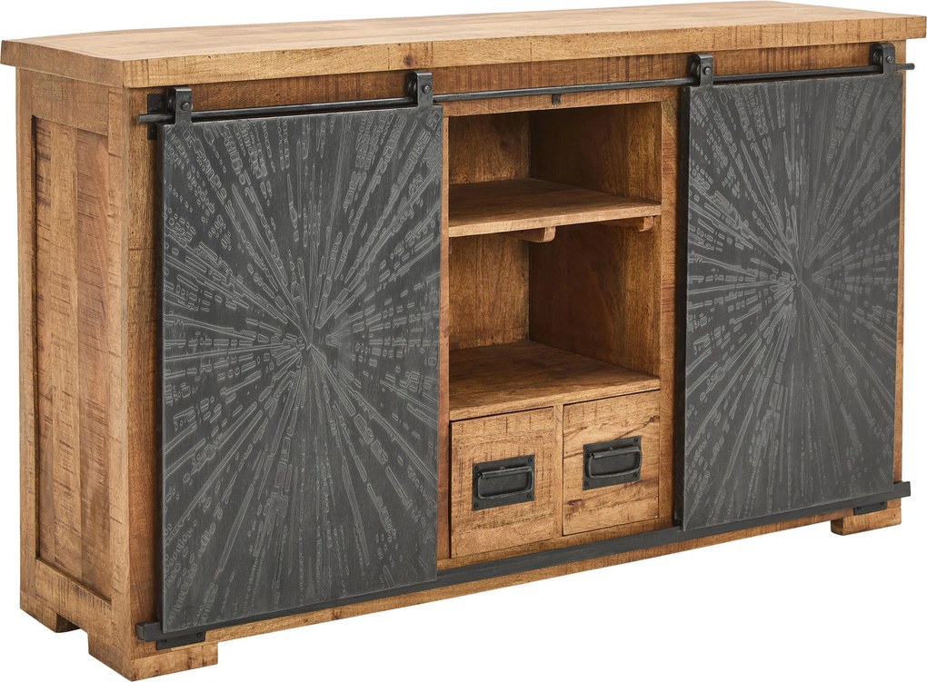 XXXLutz ŠIROKÁ KOMODA, mangové drevo, prírodná farba, čierna, 145/85/40 cm Ambia Home - Komody - 002575000601