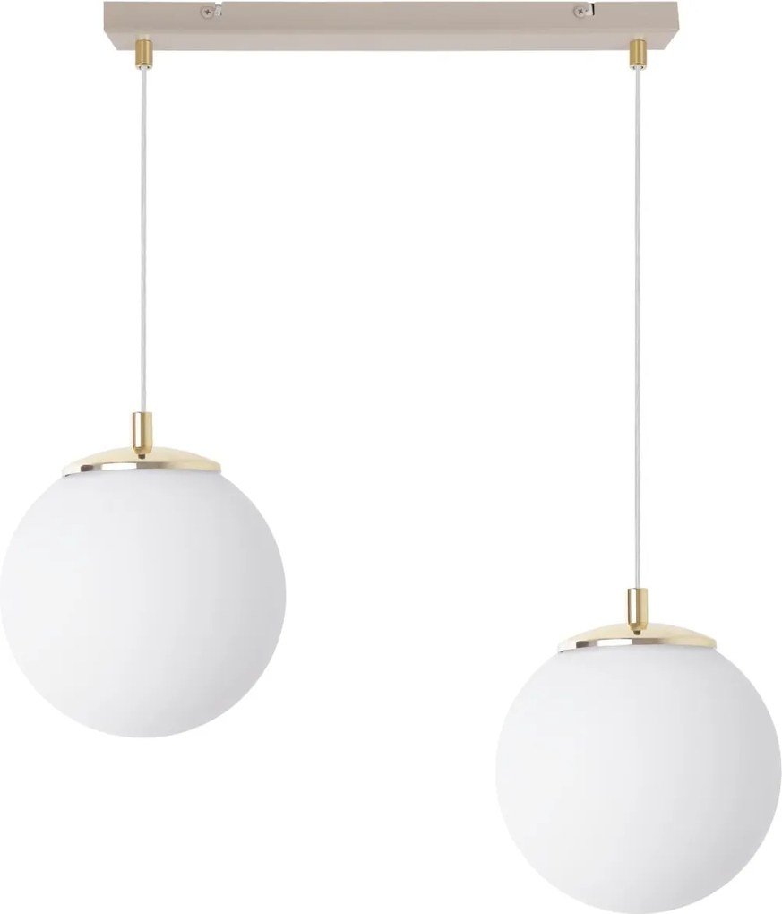 Závesné svietidlo Florence, 2x biele sklenené tienidlo, g/be