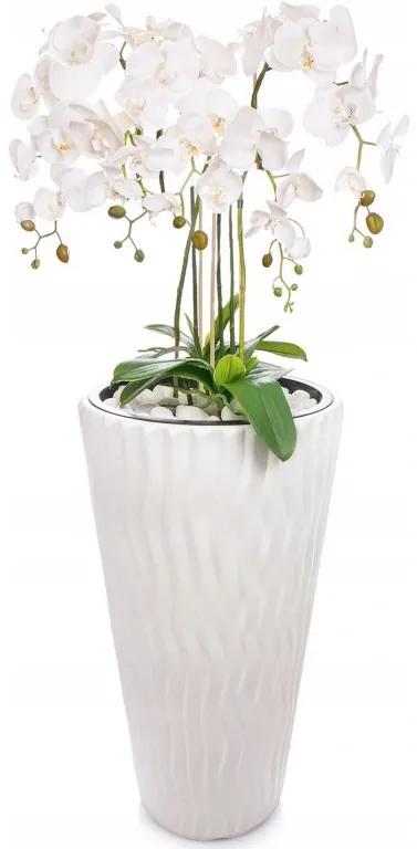 EmaHome Umělá rostlina orchidej v květináči / dekorace / fialová / 80 cm