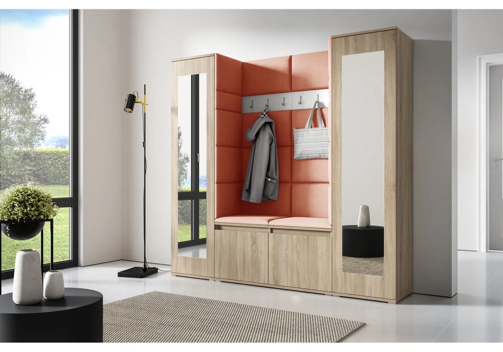 Predsieňová stena AMI 31 So zrkadlom Dub sonoma Oranžová