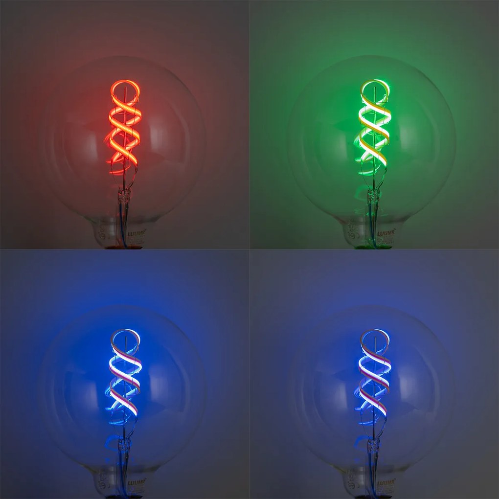 Inteligentné stmievateľné LED žiarovky E27 G125 RGBW 4W 250lm 2700K