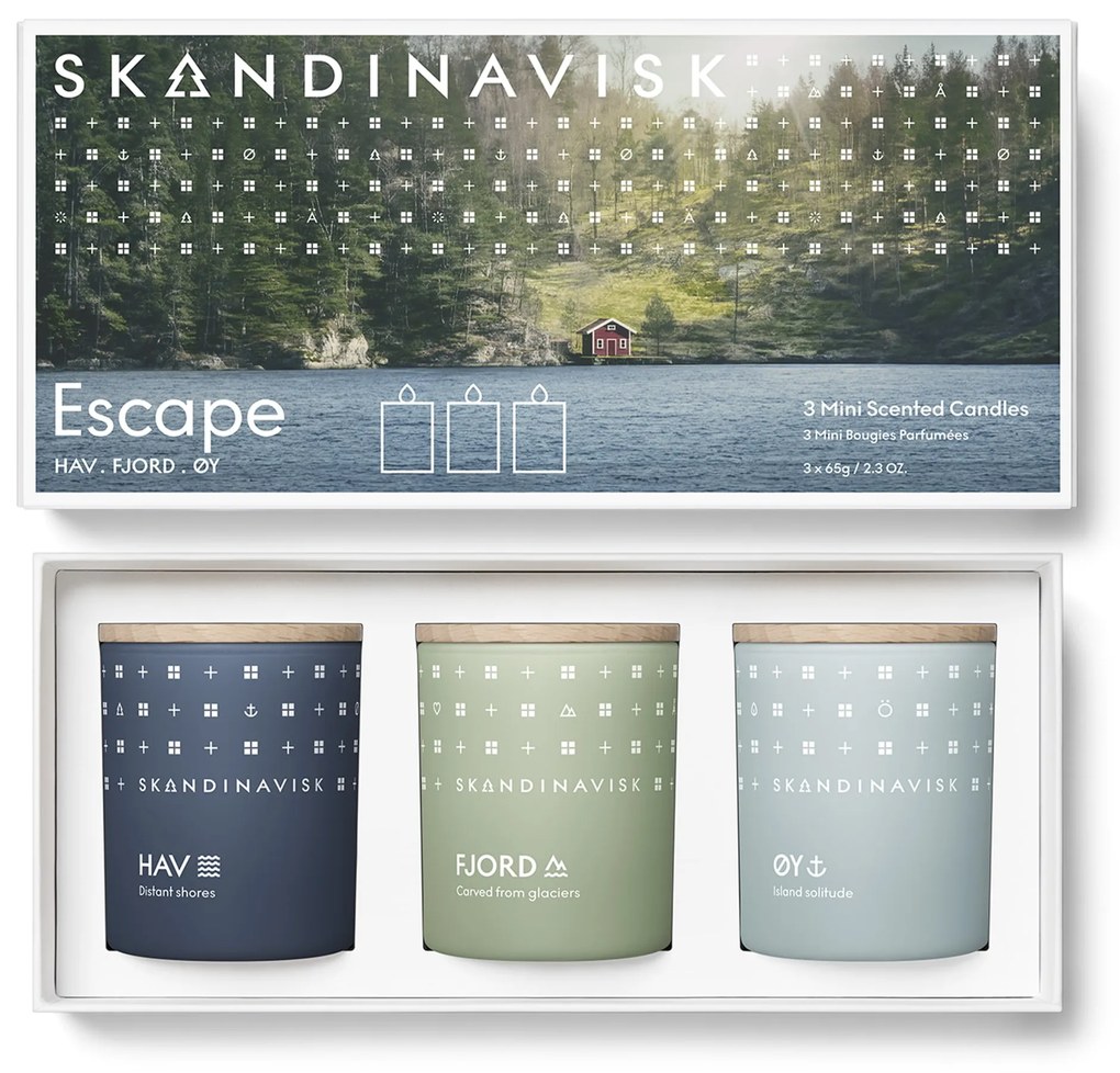 SKANDINAVISK Darčeková sada mini sviečok ESCAPE - 3 x 65 g