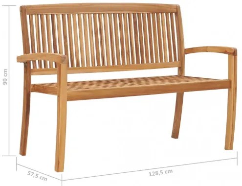 vidaXL Stohovateľná záhradná lavička s podložkou 128,5 cm tíkový masív-