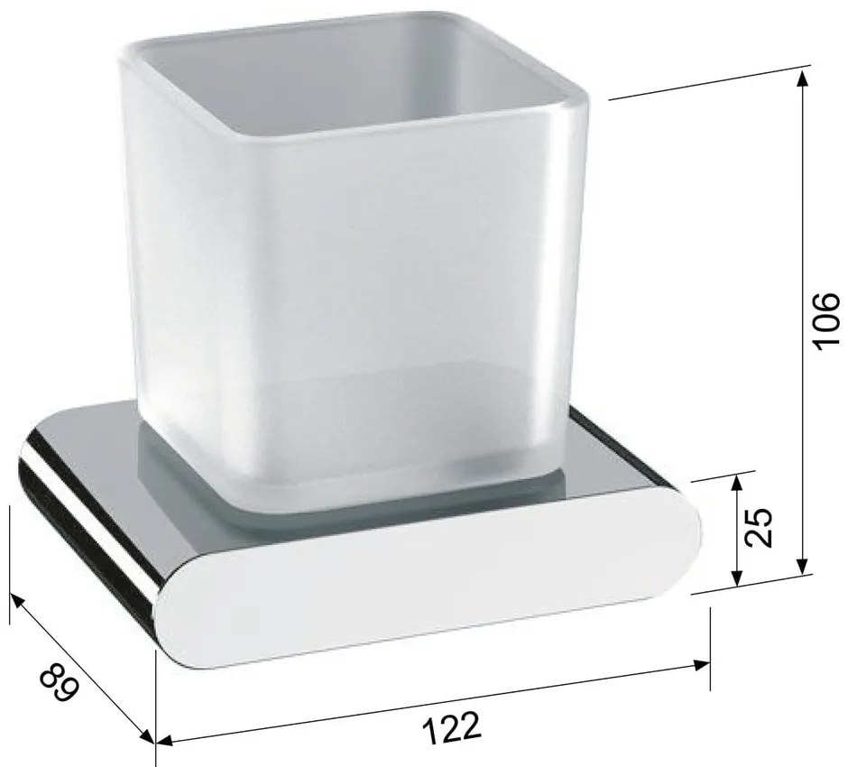 Biely nástenný sklenený téglik na zubné kefky Flori – Sapho