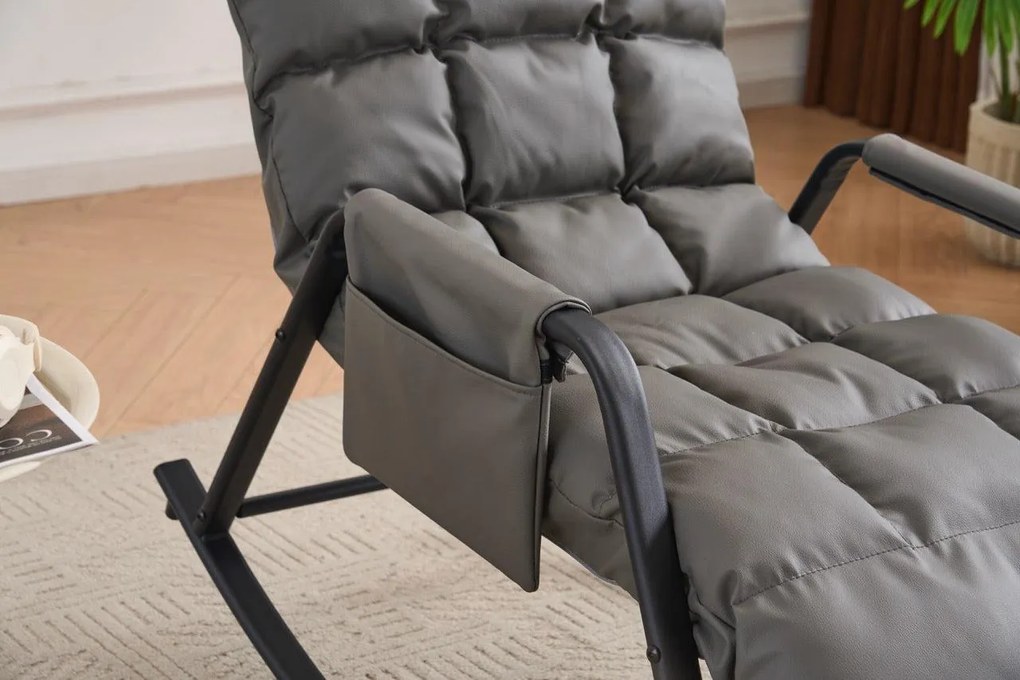 Hojdacie kreslo s 5-stupňovým nastavením, polstrované, šedé