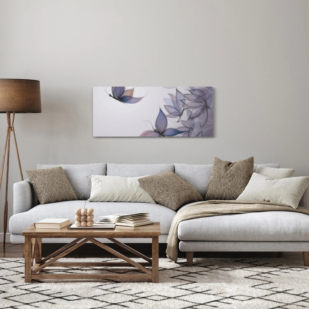 Obraz - Kreslené motýle (120x50 cm)