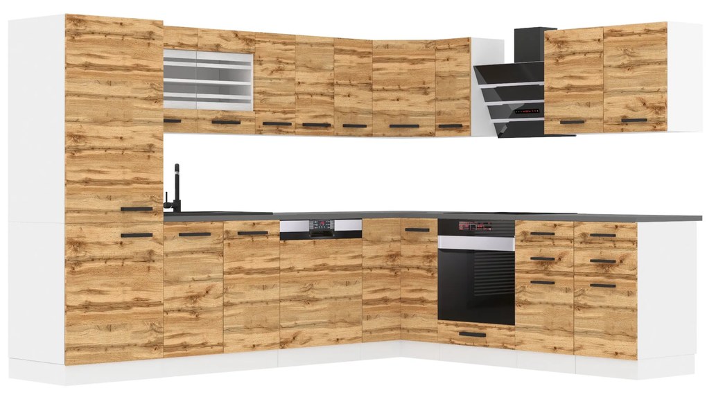 Kuchynská linka Belini Premium Full Version 520 cm dub wotan s pracovnou doskou JULIE