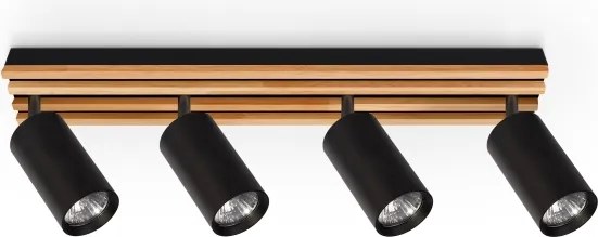 Brilagi - Bodové svietidlo SELE WOOD 4xGU10/30W/230V čierna/drevo