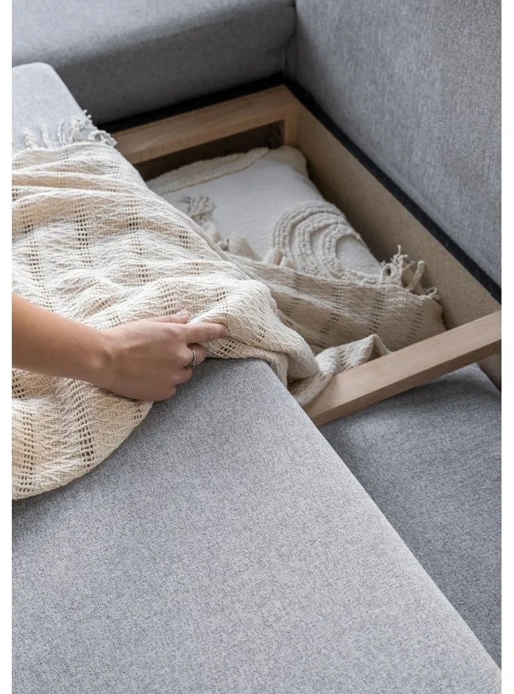 Svetlosivá rozkladacia pohovka do "U" Miuform Scandic Lagom, ľavý roh