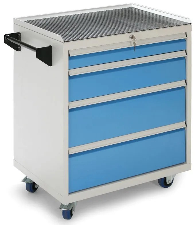 Dielenský montážny vozík na náradie KOVOS, 4 zásuvky, 720 x 920 x 500 mm