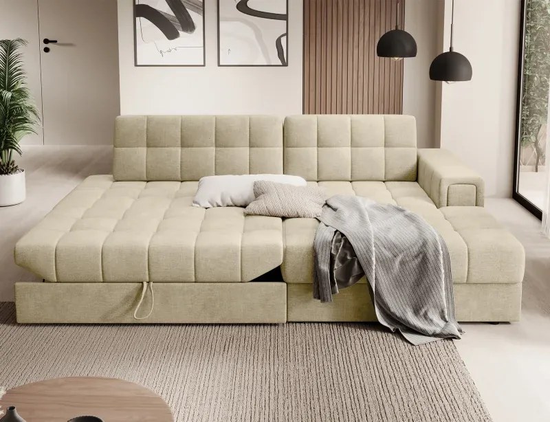 Sedacia súprava Katrin, pravá, béžová (monolith 04)