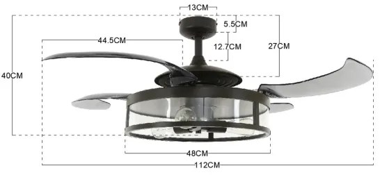 FANAWAY 212927 - LED Stropný ventilátor CLASSIC 3xE27/4W/230V čierna + DO