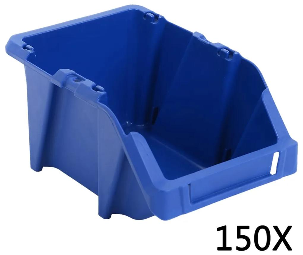vidaXL Stohovateľné úložné boxy 150 ks, 125x195x90 mm, modré