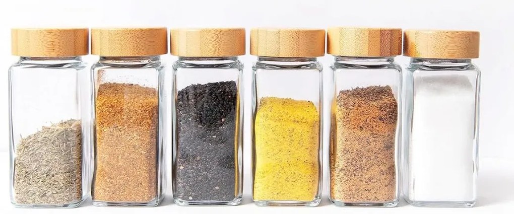 usporadejto.cz Sada 6ks koreničiek hranatých s bambusovým viečkom DECOR 6*120ml