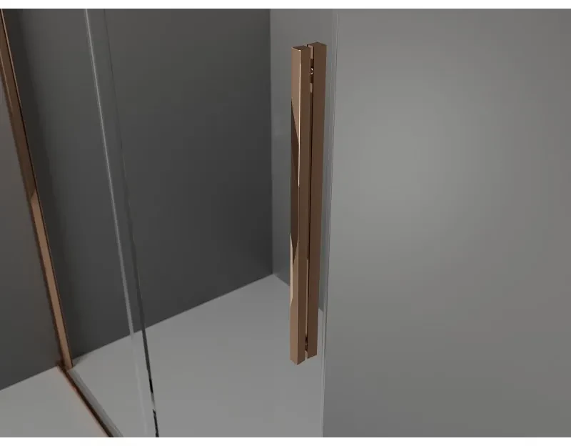 Mexen Velar, sprchový kút s posuvnými dverami 110 x 100 cm, 8mm šedé sklo, ružové zlato, 871-110-100-41-60