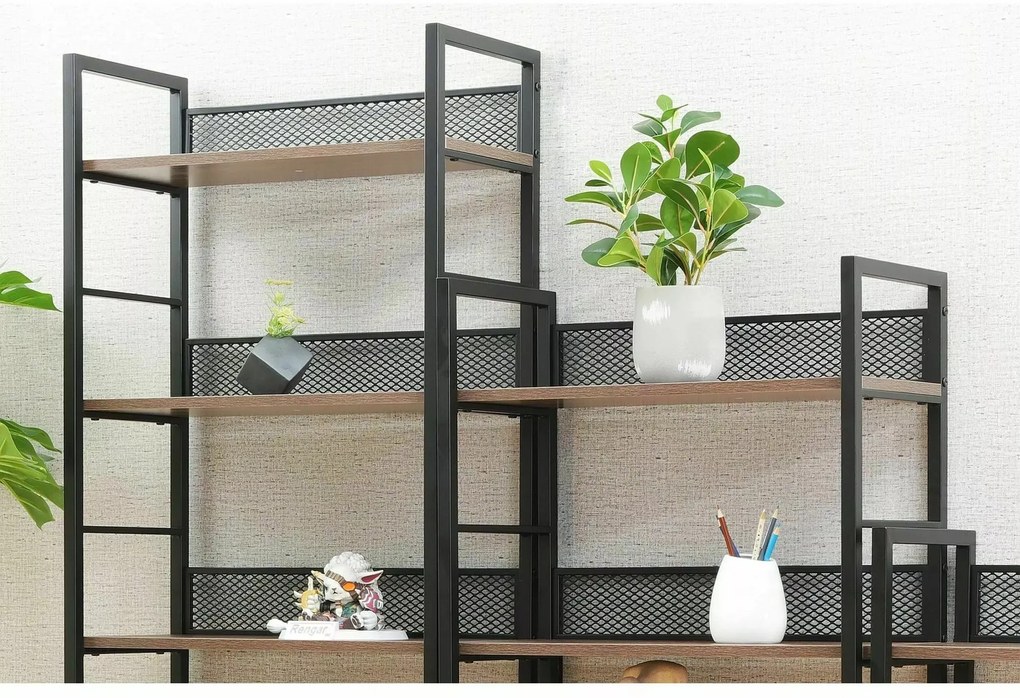 Regál Raw R6 187 cm černý mat/dub přírodní