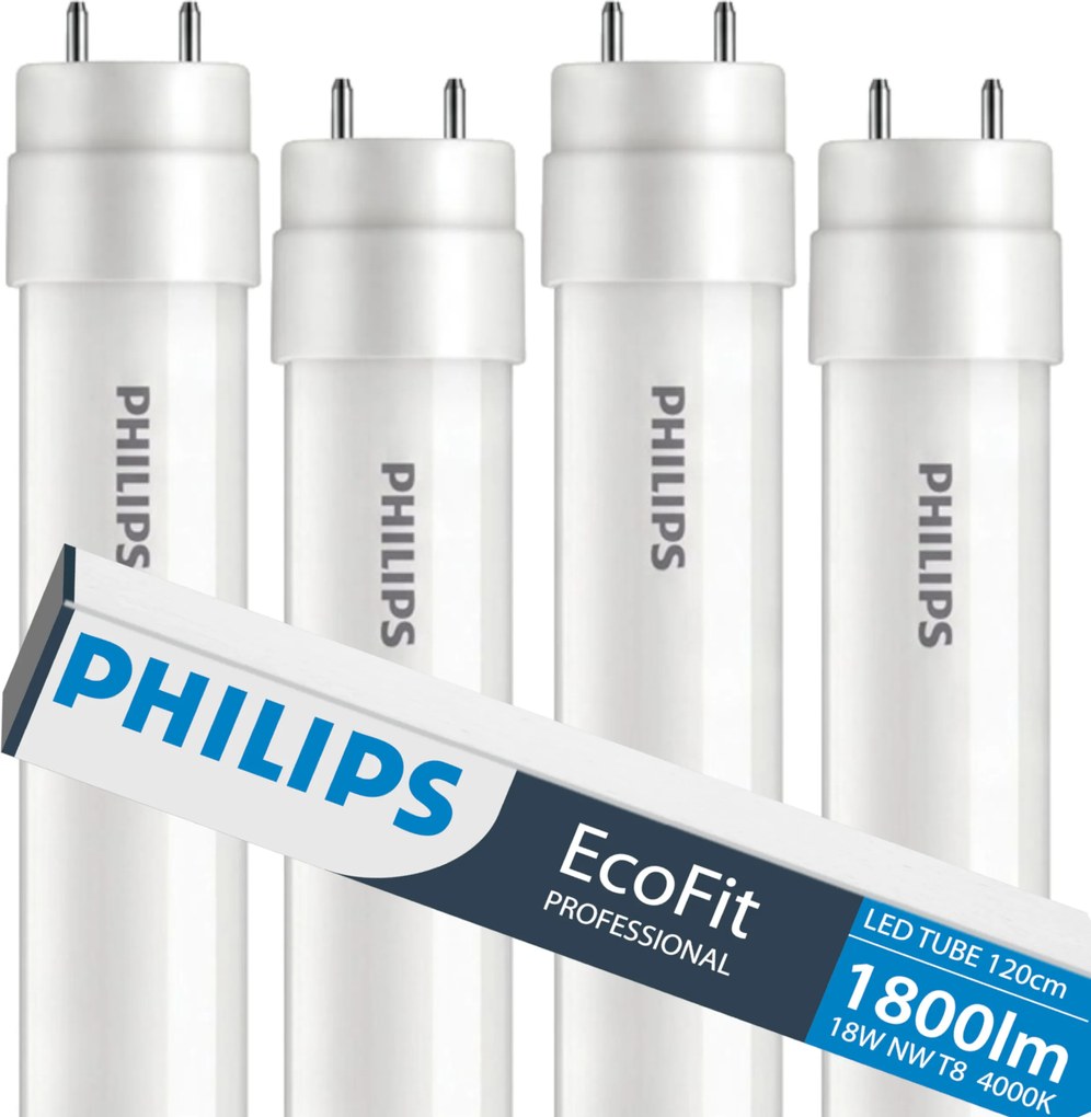 SADA 4x LED trubicové svetlo 120cm 18W 4000K 1800lm G13 Philips Neutral