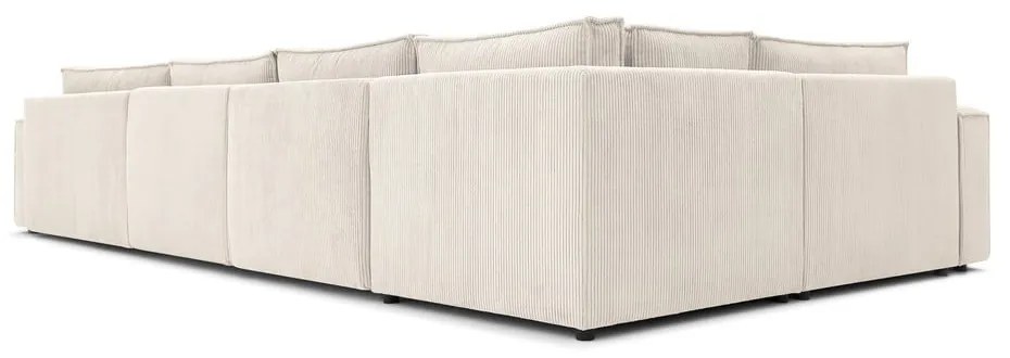 Krémovobiela menčestrová rohová pohovka (ľavý roh) Nihad modular – Bobochic Paris