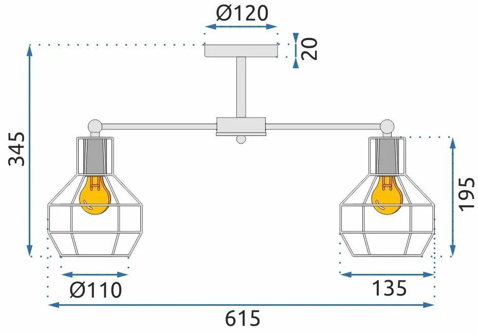 Toolight - Závesné kovové stropné svietidlo 6xE27 60W APP735-6C, čierna, OSW-08764