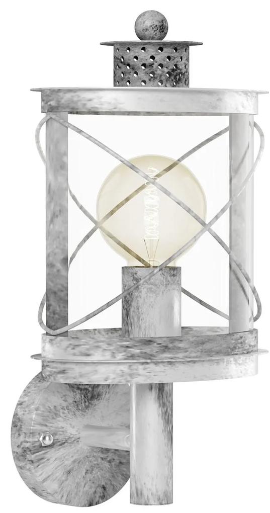 EGLO Vonkajšie nástenné svietidlo štýl vrchný lampáš HILBURN 1, strieborné