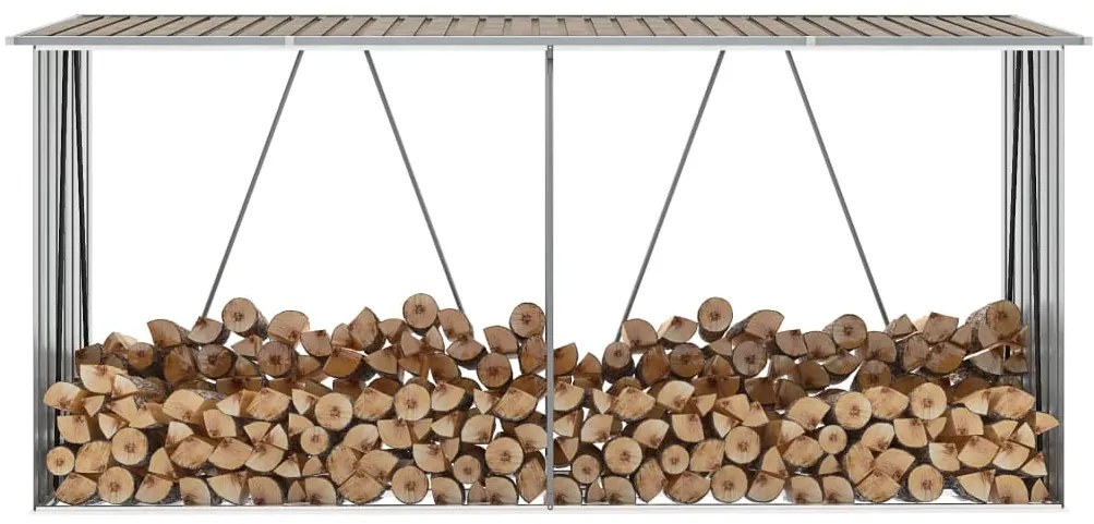 Záhradná kôlňa na drevo galvanizovaná oceľ 330x84x152 cm hnedá