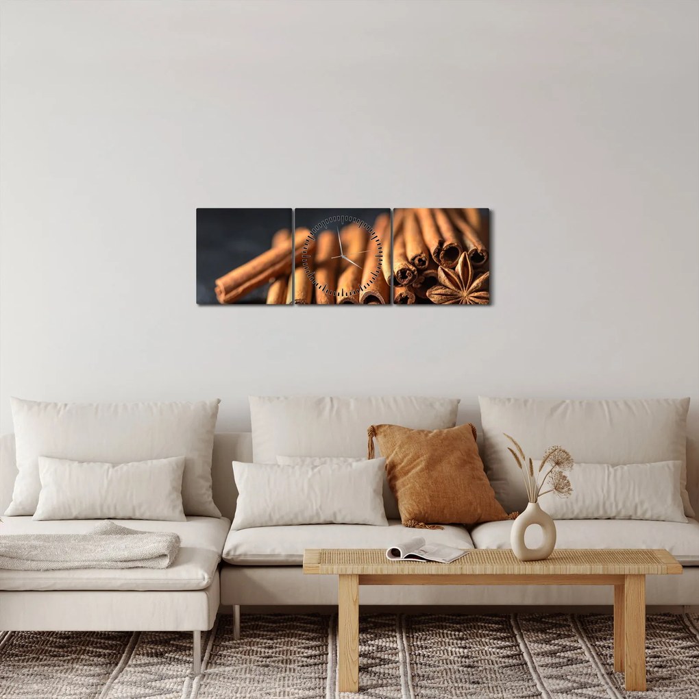 Obraz škorice (s hodinami) (90x30 cm)